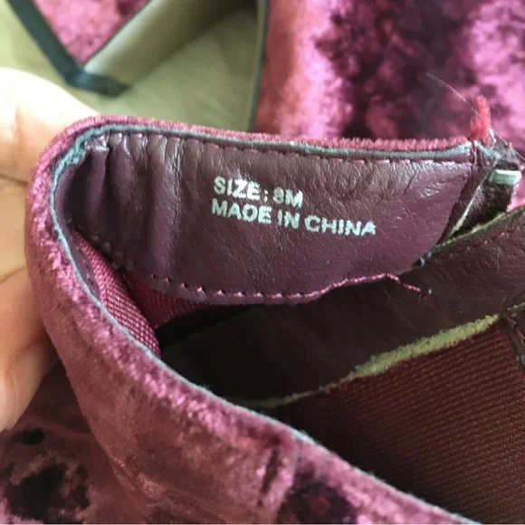 Free People Velvet Ankle Boots in Burgundy - Picture 6 of 8